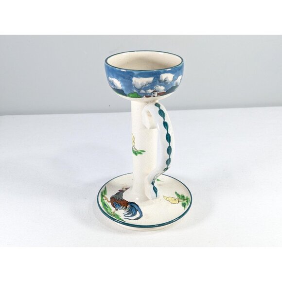 Antique Wardle & Co ca 1902 candlestick holder Farm Yard Scenes England - Picture 10 of 10